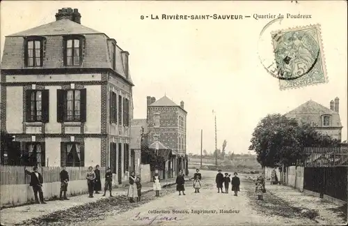 Ak La Riviere Saint Sauveur Calvados, Quartier du Poudreux