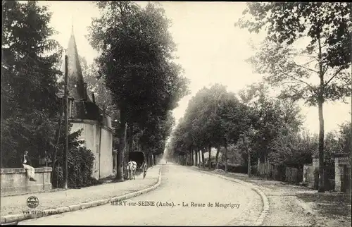 Ak Mery sur Seine Aube, La Route de Mesgrigny