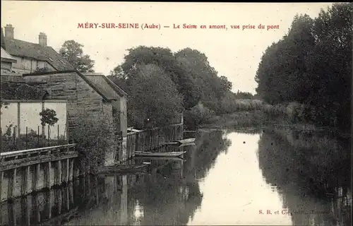 Ak Mery sur Seine Aube, La Seine en amont, vue prise du pont