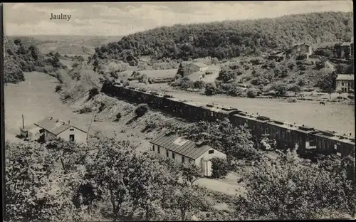 Ak Jaulny Meurthe et Moselle, Chemin de fer, Panorama, Eisenbahnstrecke