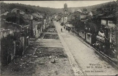 Ak Woinville Buxières sous les Côtes Meuse, Nach der Schlacht, Kriegszerstörung I. WK