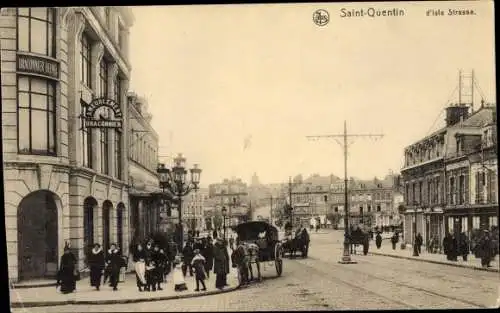 Ak Saint Quentin Aisne, Rue d'Isle, Ameublement Braconnier