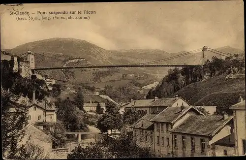 Ak Saint Claude Jura, Pont suspendu sur le Tacon