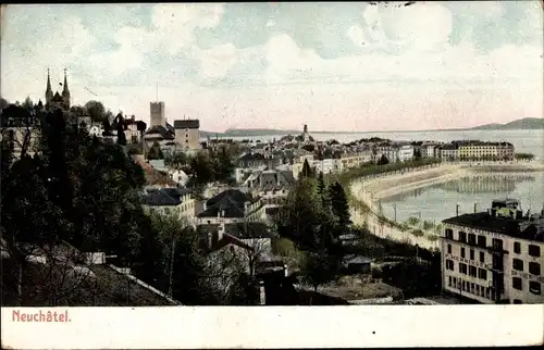 Ak Neuchâtel Kanton Neuenburg, Blick auf den Ort