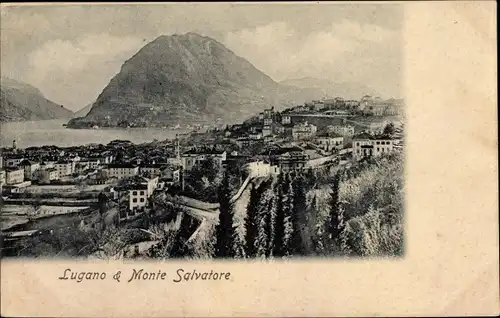 Ak Lugano Kanton Tessin Schweiz, Panorama mit Monte Salvatore