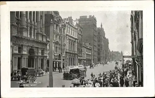 Ak Melbourne Australien, Collins Street, looking West