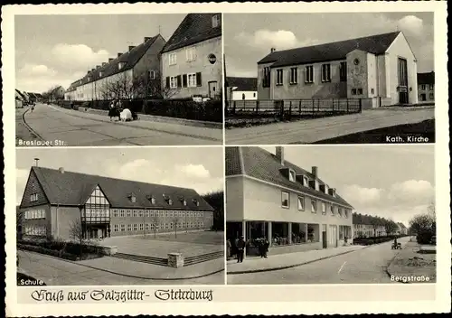 Ak Steterburg Salzgitter in Niedersachsen, Breslauer Straße, Kirche, Schule, Bergstraße