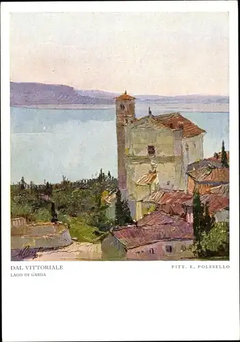 Künstler Ak Polesello, E., Gardone Lago di Garda Lombardia, Dal Vittoriale