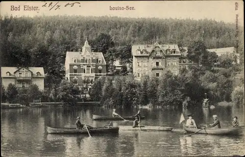 Ak Bad Elster im Vogtland, Bootspartie auf dem Louisa See