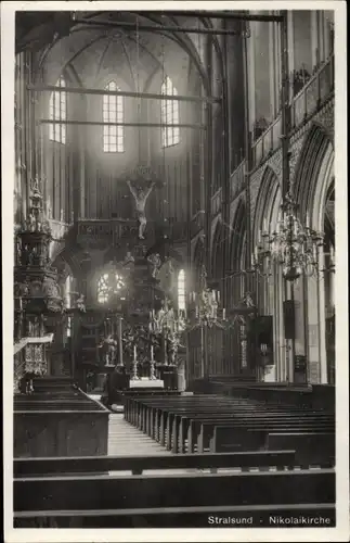 Ak Stralsund in Vorpommern, Inneres der Nikolaikirche