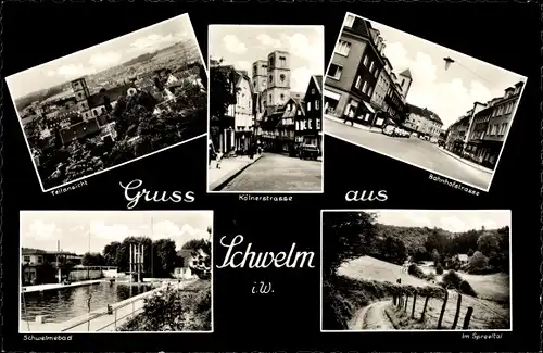 Ak Schwelm in Westfalen, Bahnhofstraße, Kölnerstraße, Schwelmebad