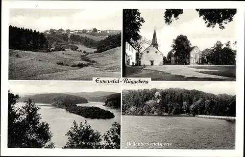 Ak Rüggeberg Ennepetal, Ennepetalsperre, Heilenbeckertalsperre, Landschaft, Kirche