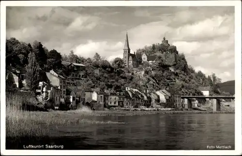 Ak Saarburg Saar bei Trier Rheinland Pfalz, Wasserpartie, Ortsansicht