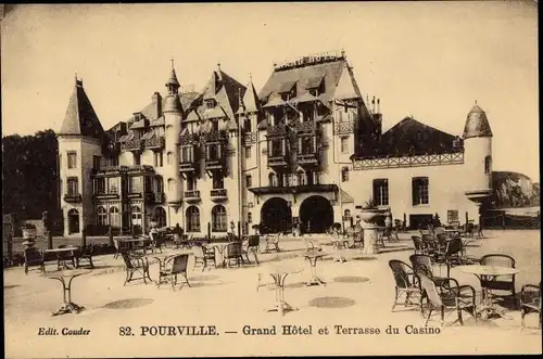 Ak Pourville Seine Maritime, Grand Hotel et Terrasse du Casino