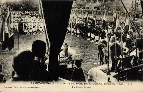 Ak Saint Ouen l’Aumône Val d’Oise, Festival de Gymnastique du 7 Juillet 1913, La Sainte Messe