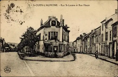 Ak Saint Ouen l’Aumône Val d’Oise, Rue Saint Lazare et Rue Haute