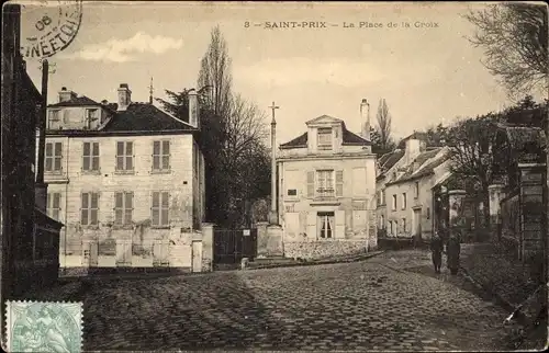 Ak Saint Prix Val-d’Oise, La Place de la Croix