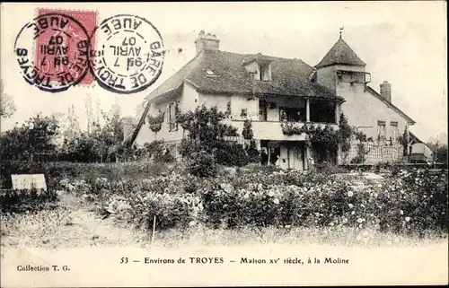 Ak Troyes Aube, Maison XVe siecle, a la Moline