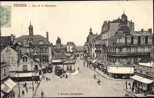 Ak Troyes Aube, Rue de la Republique