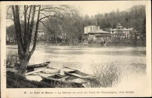 Ak Champigny Marne, La Marne en aval du Pont