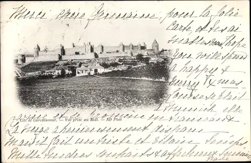 Ak Carcassonne Aude, Vue prise au Midi