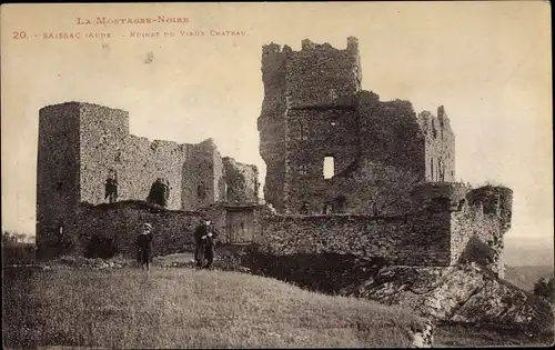Ak Saissac Aude, Ruines du vieux chateau, La Montagne Noire