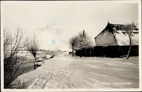 Ak Tytsjerk Tietjerk Friesland Niederlande, Gelukkig Nieuwjaar, Winter