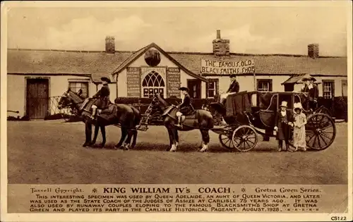 Ak Gretna Green Schottland, King William IV's Coach, Famous Blacksmith Shop