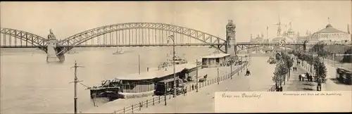 Klapp Ak Düsseldorf am Rhein, Rheinbrücke, Ausstellungsgelände