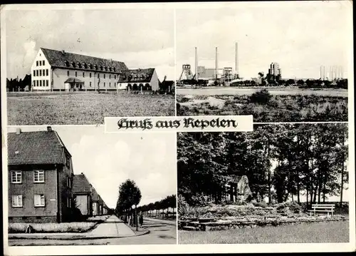 Ak Repelen Rheinkamp Moers am Niederrhein, Blick auf den Ort, Zeche, Denkmal