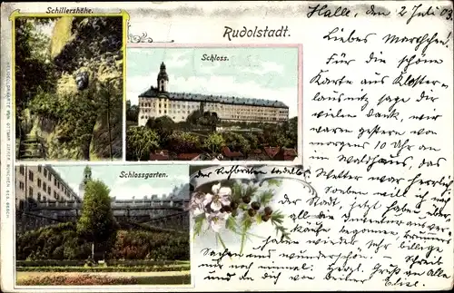 Ak Rudolstadt in Thüringen, Schillershöhe, Schloss, Schlossgarten