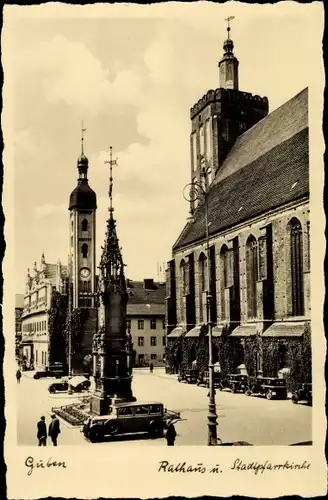 Ak Guben in der Niederlausitz, Rathaus, Stadtpfarrkirche