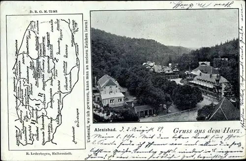 Landkarten Ak Alexisbad Harzgerode am Harz, Teilansicht