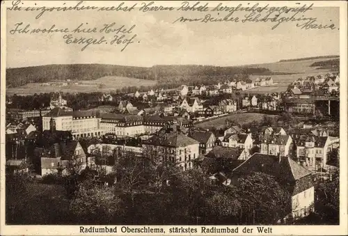 Ak Oberschlema Bad Schlema im Erzgebirge Sachsen, Panorama vom Ort