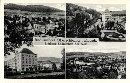 Ak Oberschlema Bad Schlema im Erzgebirge Sachsen, Panorama vom Ort, Kurhaus