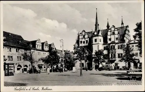 Ak Saalfeld an der Saale Thüringen, Rathaus, Hotel