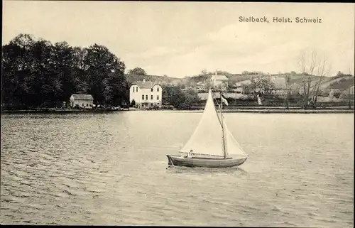 Ak Sielbeck Eutin in Ostholstein, Segelpartie, Kolonialwarenhandlung H. Schröder