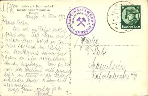 Ak Kochendorf Bad Friedrichshall Baden Württemberg, Steinsalzwerk, Schacht König Wilhelm II, Rutsche