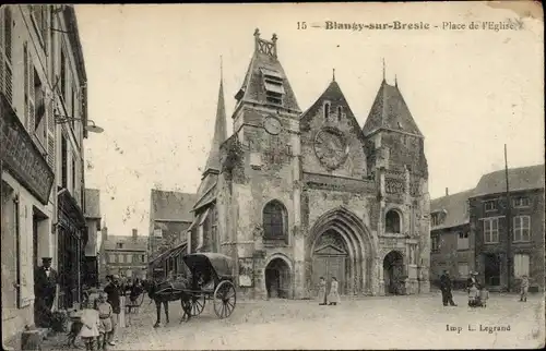 Ak Blangy sur Bresle Seine Maritime, Place de l'Eglise