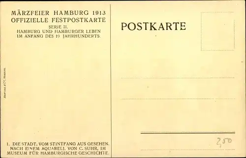 Künstler Ak Suhr, C. Hamburg, Stadt vom Sintfang gesehen, Märzfeier 1913, Serie II.