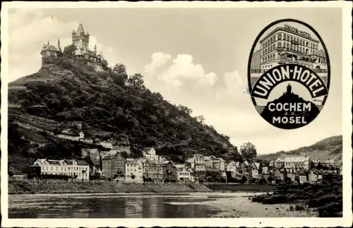 Ak Cochem a.d. Mosel, Teilansicht, Union Hotel in der Moselstraße, Burg