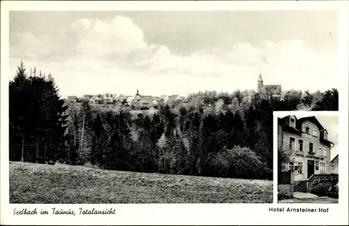 Ak Seelbach an der Lahn, Totalansicht, Hotel Pension Arnsteiner Hof