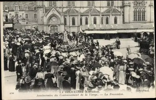 Ak La Delivrande Calvados, Anniversaire du Couronnement de la Vierge, la Procession