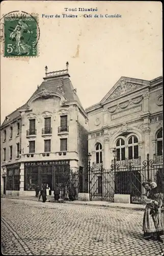 Ak Toul Meurthe et Moselle, Foyer du Théatre, Cafe de la Comedie