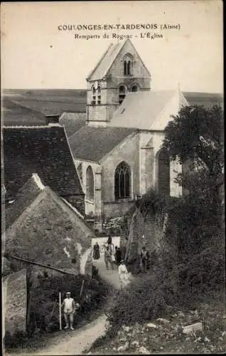 Ak Coulonges en Tardenois Aisne, Remparts de Rognac, L'Eglise