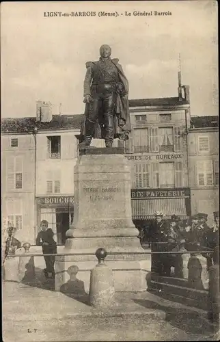 Ak Ligny en Barrois Meuse, Statue Le Général Barrois