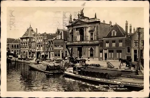 Ak Haarlem Nordholland Niederlande, Spaarne met Teijler Museum
