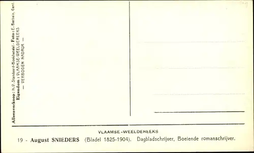 Ak Journalist und Dichter August Snieders, Portrait