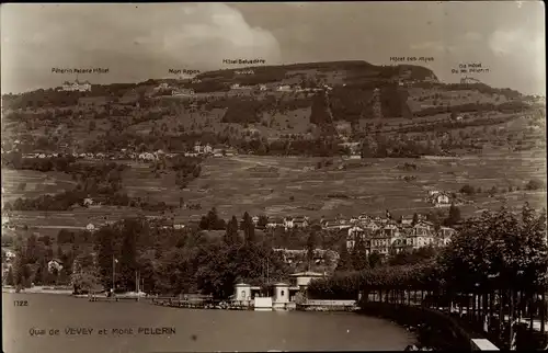 Ak Vevey Kanton Waadt, Quai et Mont Pelerin