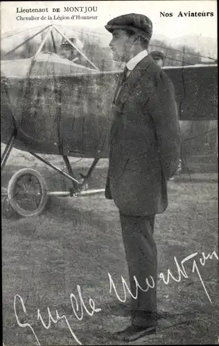 Ak Lieutenant de Montjou, Chevalier de la Legion d'Honneur, nos Aviateurs